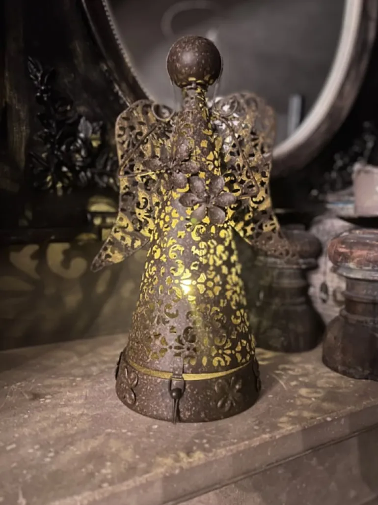 Metalen engel bruin LED 34*20