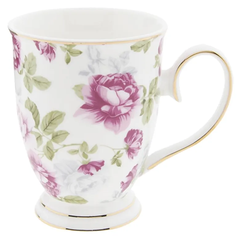 Mok op voet met roosjes