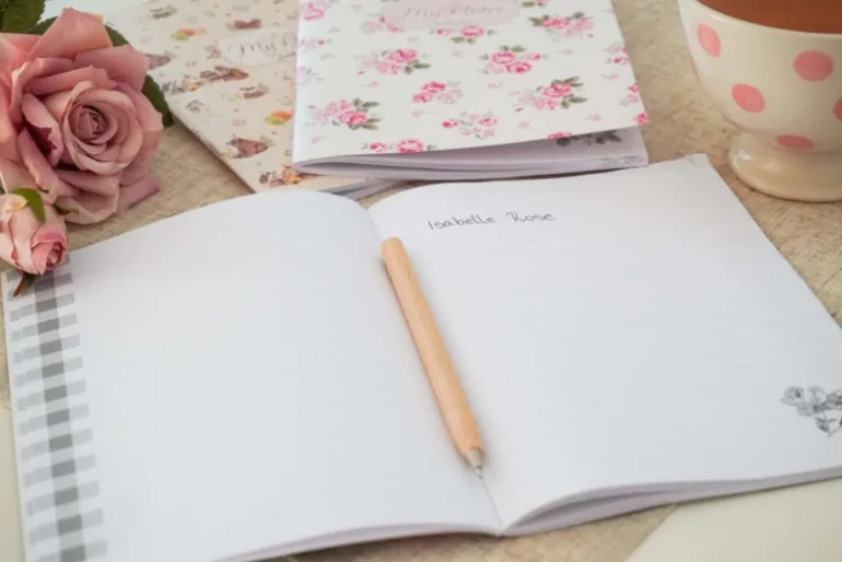 Notitieboek Julia rozen blauw A5