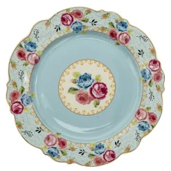 Ontbijtbord rozen blauw