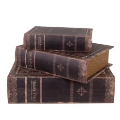 Opbergdozen set van 3 houten dozen bruin vintage