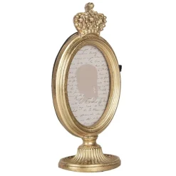 Ovaal fotolijstje op voet kroon goudkleur 7*9