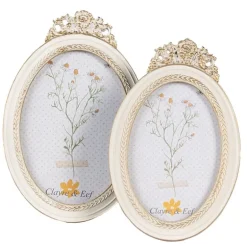 Ovale fotolijst beige/goud 10*15