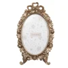 Ovale fotolijst matgoud roosjes 10*15