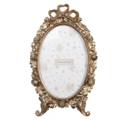 Ovale fotolijst matgoud roosjes 10*15