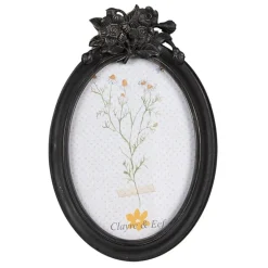 Ovale fotolijst zwart met bloemen 13*18