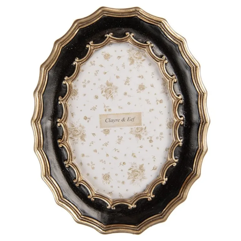 Ovale fotolijst zwart/goud 10*15