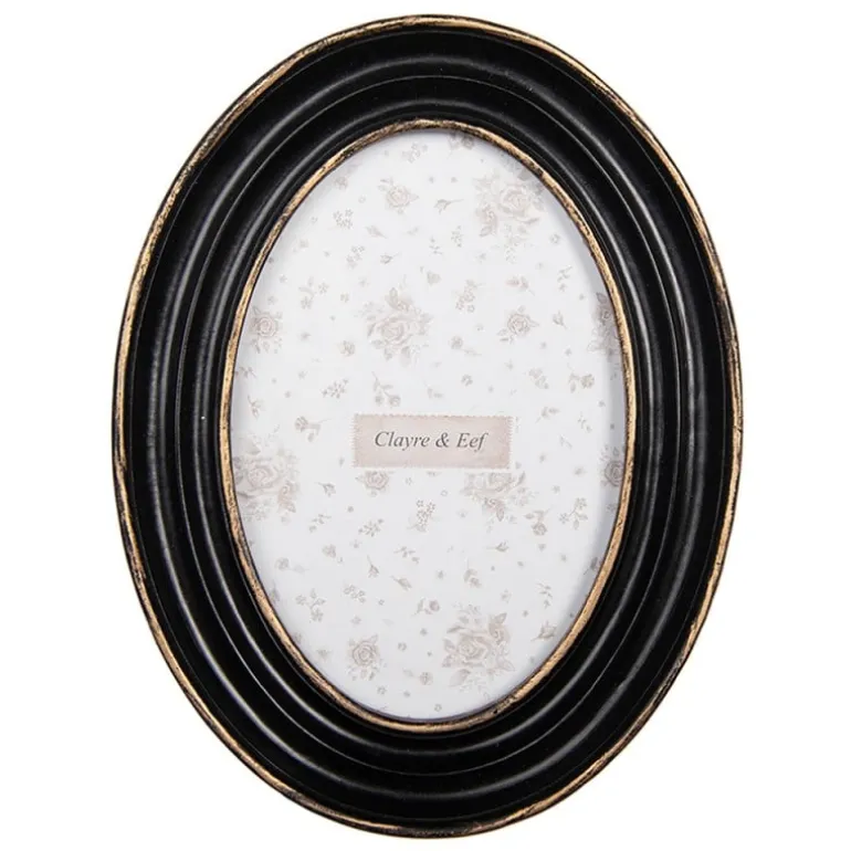 Ovale fotolijst zwart/goud 10*15