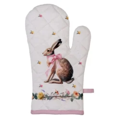 Ovenhandschoen haas en roosjes roze