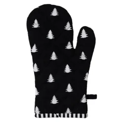Ovenhandschoen kerstboom wit/zwart
