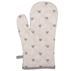 Ovenhandschoen Love It hartjes beige/grijs
