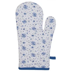 Ovenhandschoen roosjes blauw