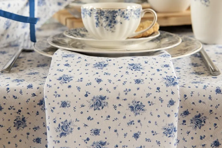 Ovenhandschoen roosjes blauw