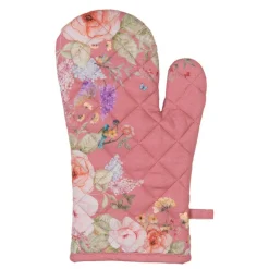 Ovenhandschoen roze met bloemen