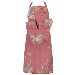 Ovenhandschoen roze met bloemen