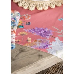 Ovenhandschoen roze met bloemen