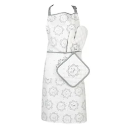 Ovenhandschoen wit/grijs hond