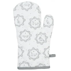 Ovenhandschoen wit/grijs kat