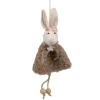 Paashanger konijntje met jurkje lichtbruin 16 cm