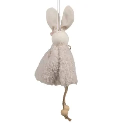 Paashanger konijntje met jurkje beige 16 cm