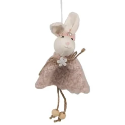 Paashanger konijntje met jurkje roze 16 cm