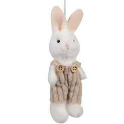 Paashanger pluche konijntje wit/beige 14 cm