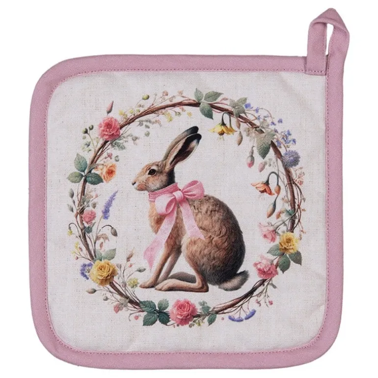 Pannenlap haas en roosjes roze