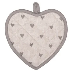 Pannenlap Love It hartjes beige/grijs