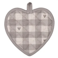 Pannenlap Love It hartjes beige/grijs