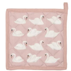 Pannenlap roze met witte zwanen