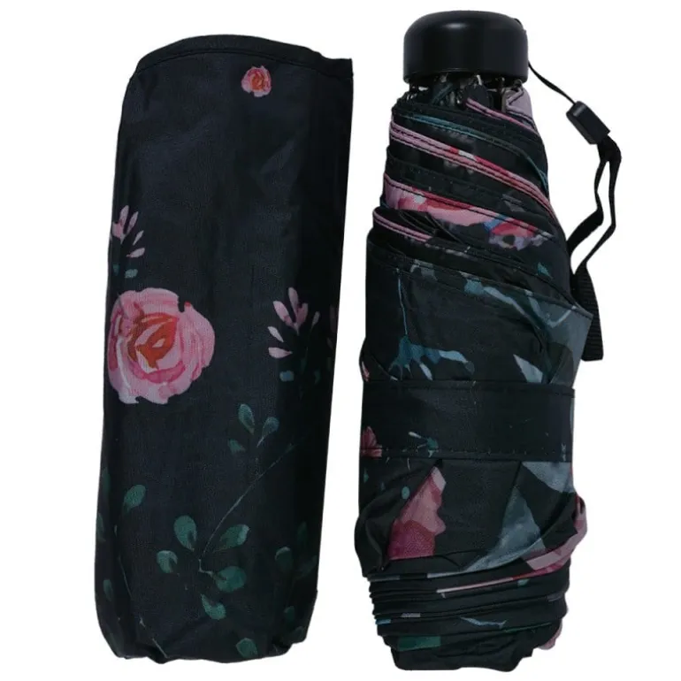 Paraplu bloemen zwart 92cm