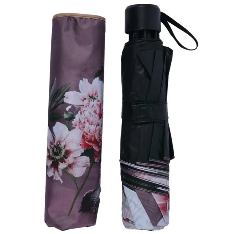 Paraplu met bloemen paars 95cm