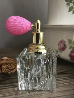 Parfumfles met verstuiver glas / vierkant