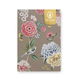 Pip notitieboek Blushing birds khaki A5