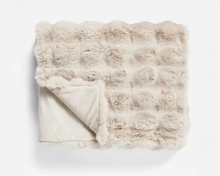 Plaid imitatie konijnenbont zand 150*200