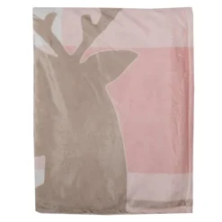 Plaid roze geruit met rendier 130*170