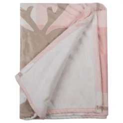 Plaid roze geruit met rendier 130*170