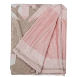 Plaid roze geruit met rendier 130*170