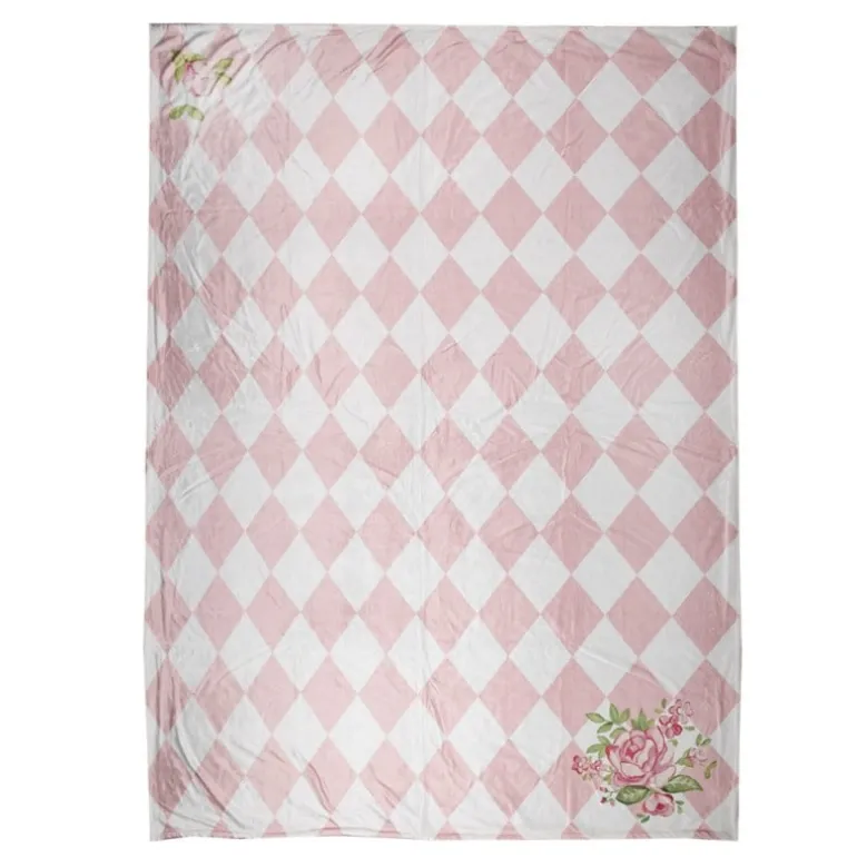 Plaid roze ruit roos 130*170