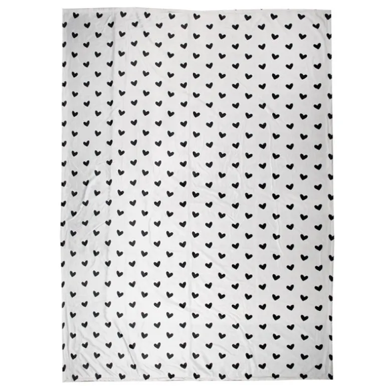 Plaid wit met zwarte hartjes 130*170