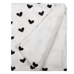 Plaid wit met zwarte hartjes 130*170