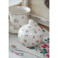 Porseleinen melkkan en suikerpot roosjes Lisa