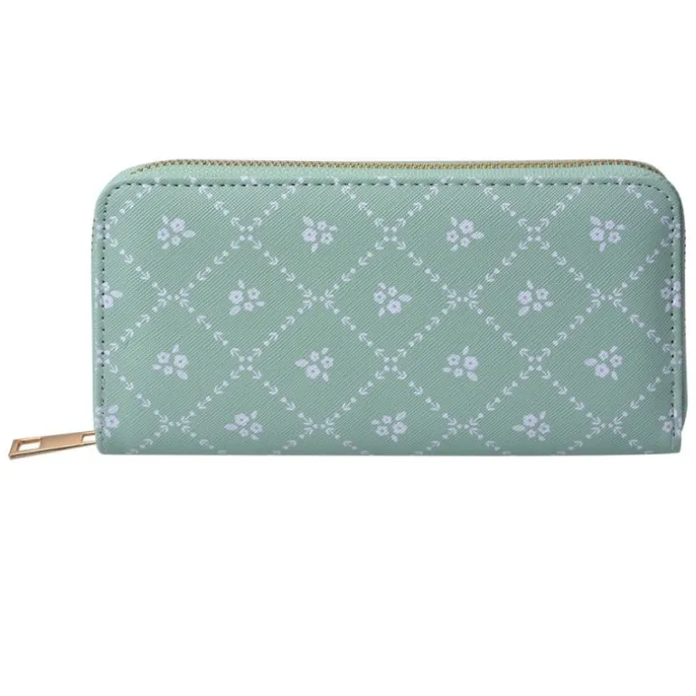 Portemonnee bloemetje groen