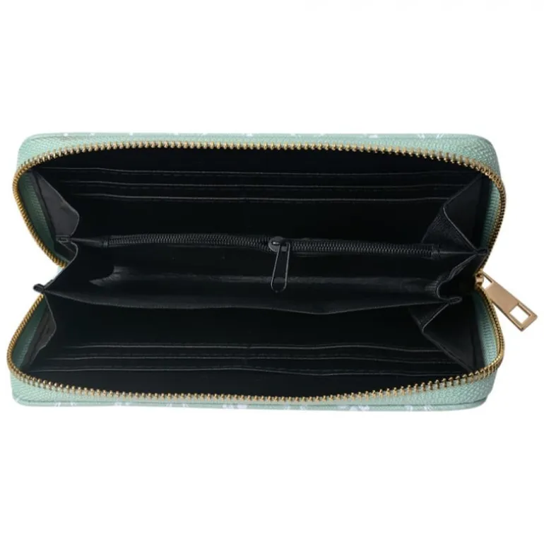 Portemonnee bloemetje groen