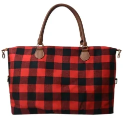 Reis/weekend tas zwart/rood geruit