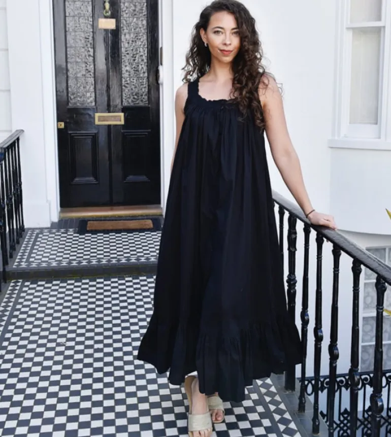 Romantisch nachthemd broderie Jodie zwart