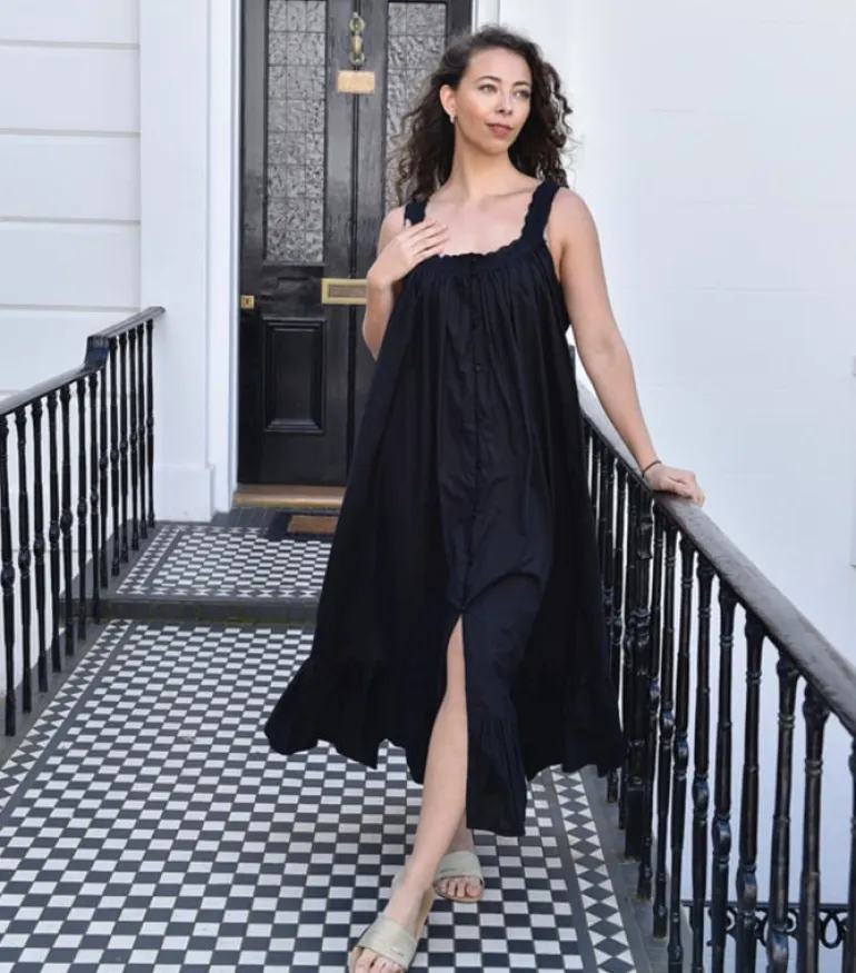 Romantisch nachthemd broderie Jodie zwart