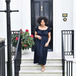 Romantisch nachthemd Darcy zwart korte mouw