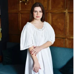 Romantisch nachthemd Edith V-hals