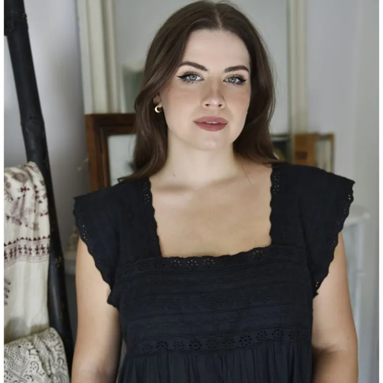 Romantisch nachthemd Pearl zwart